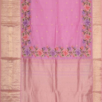 Kanchi Kora Lavender Pink Brocade Saree
