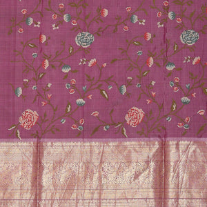 Kanchi Kora Deep Wine Brocade Saree