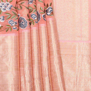 Kanchi Kora Peach Brocade Saree