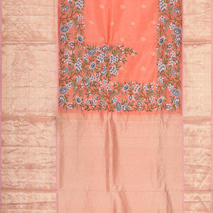Kanchi Kora Peach Brocade Saree