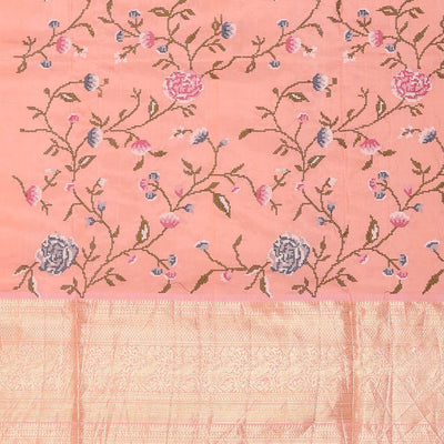 Kanchi Kora Peach Brocade Saree