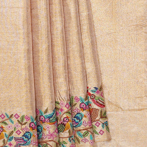 Kanchi Tissue Cream Gold Saree