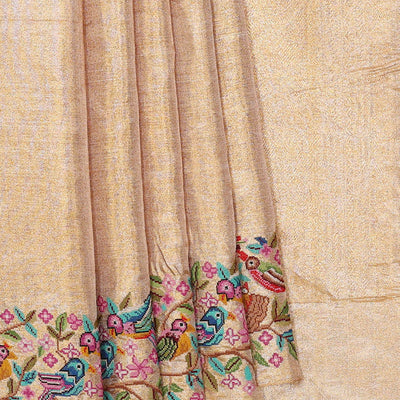Kanchi Tissue Cream Gold Saree