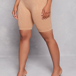 Alphabet Print Seamless Biker Shorts