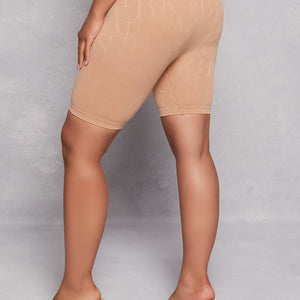 Alphabet Print Seamless Biker Shorts