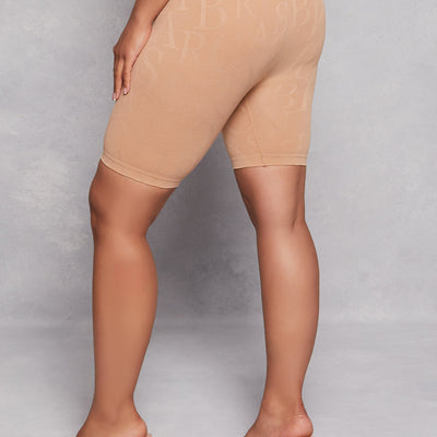 Alphabet Print Seamless Biker Shorts