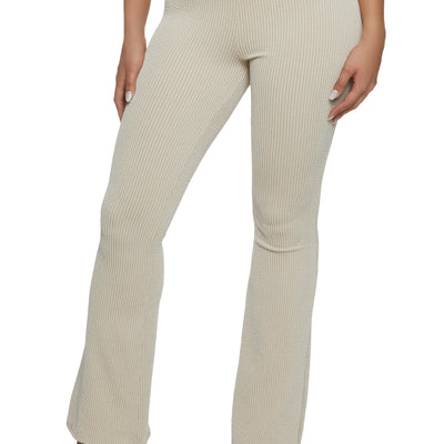 Ribbed Knit High Waist Boot Cut Pants