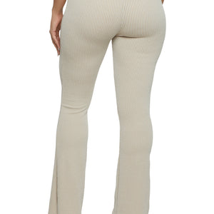 Ribbed Knit High Waist Boot Cut Pants