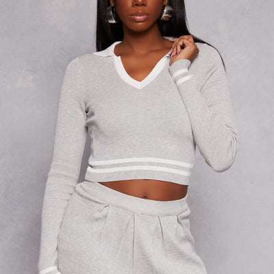 Daisy Varsity Stripe Detail Crop Top