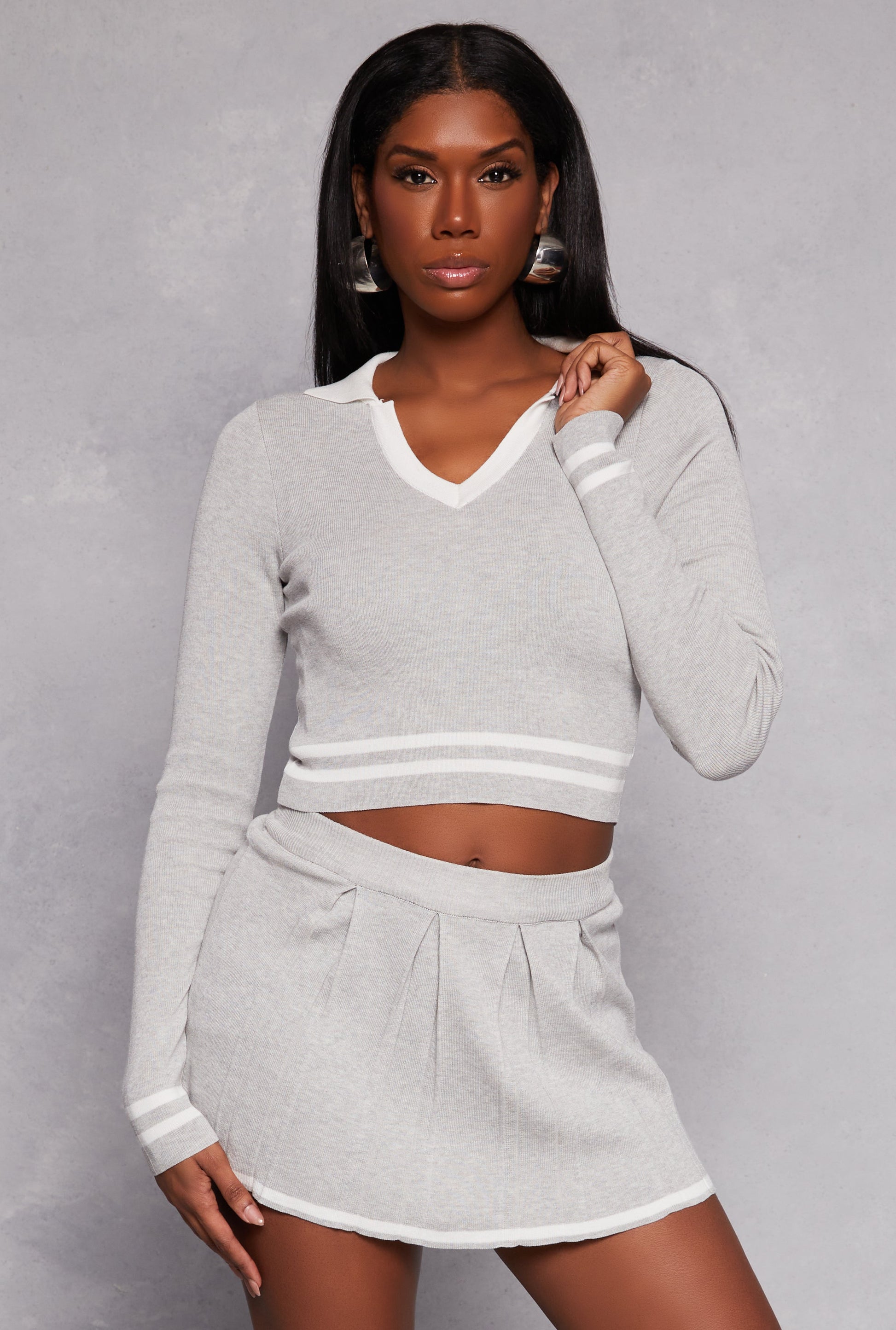 Daisy Varsity Stripe Detail Crop Top
