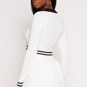 Daisy Varsity Stripe Detail Crop Top