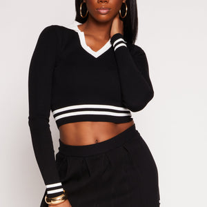 Daisy Varsity Stripe Detail Crop Top