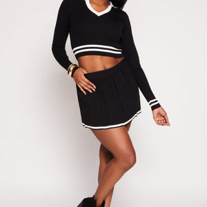 Daisy Varsity Stripe Detail Crop Top
