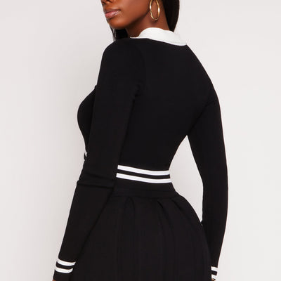Daisy Varsity Stripe Detail Crop Top