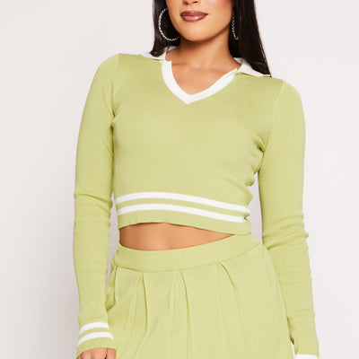Daisy Varsity Stripe Detail Crop Top