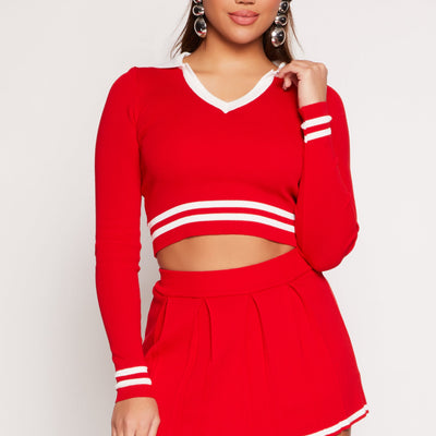 Daisy Varsity Stripe Detail Crop Top