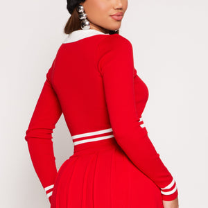 Daisy Varsity Stripe Detail Crop Top