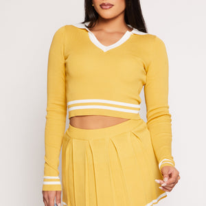 Daisy Varsity Stripe Detail Crop Top