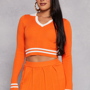 Daisy Varsity Stripe Detail Crop Top