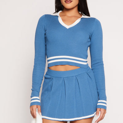 Daisy Varsity Stripe Detail Crop Top