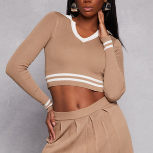 Daisy Varsity Stripe Detail Crop Top
