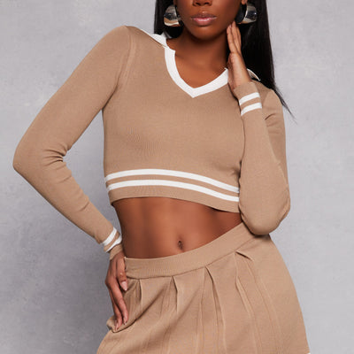 Daisy Varsity Stripe Detail Crop Top