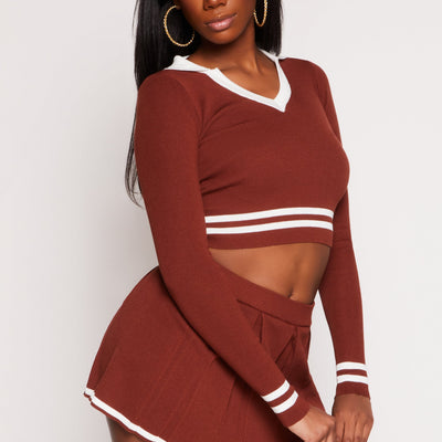 Daisy Varsity Stripe Detail Crop Top