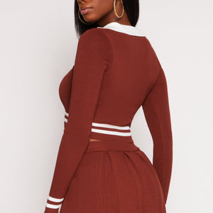 Daisy Varsity Stripe Detail Crop Top