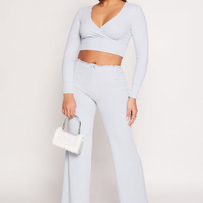 Almost Famous Lace Trim Faux Wrap Crop Top
