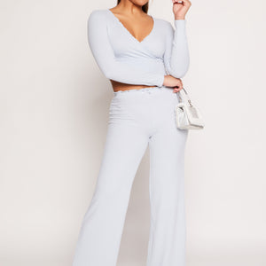 Almost Famous Lace Trim Wide Leg Pants