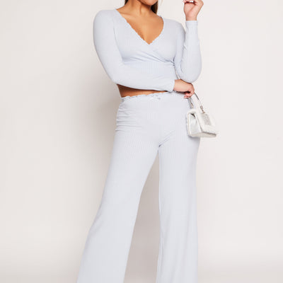 Almost Famous Lace Trim Wide Leg Pants