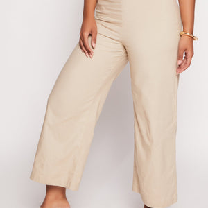 Button Detail High Waist Ankle Pants