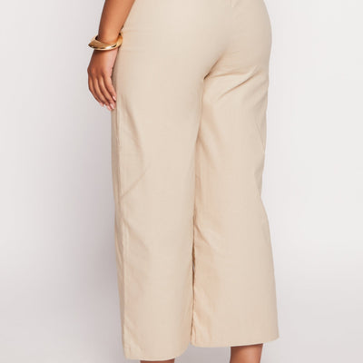 Button Detail High Waist Ankle Pants