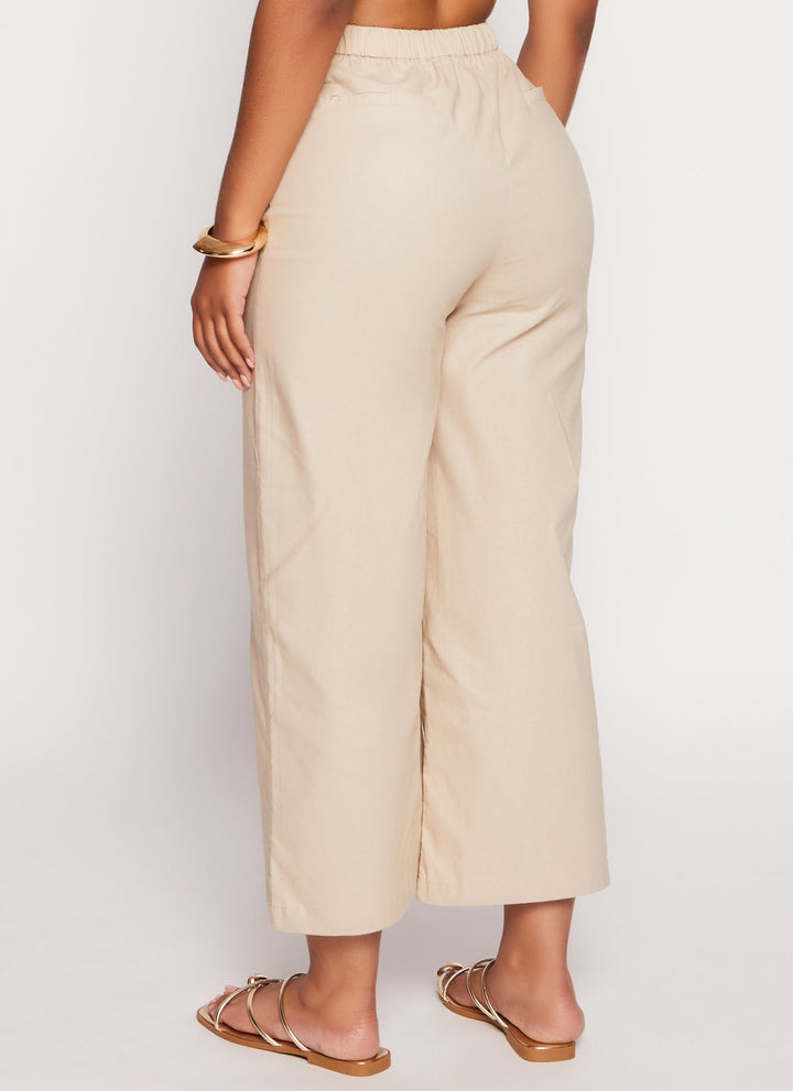 Button Detail High Waist Ankle Pants