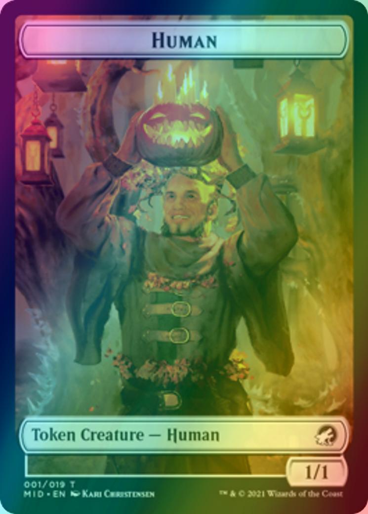 Beast Token (08) // Human Token (01) [Innistrad: Midnight Hunt: Tokens] [Foil]