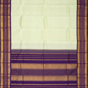 Mint Green Handloom Kanchipuram Korvai Silk Saree With Violet Border