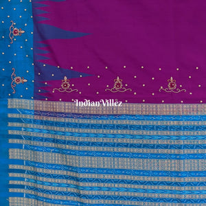 Purple Zardosi Work Sambalpuri Ikat Silk Saree