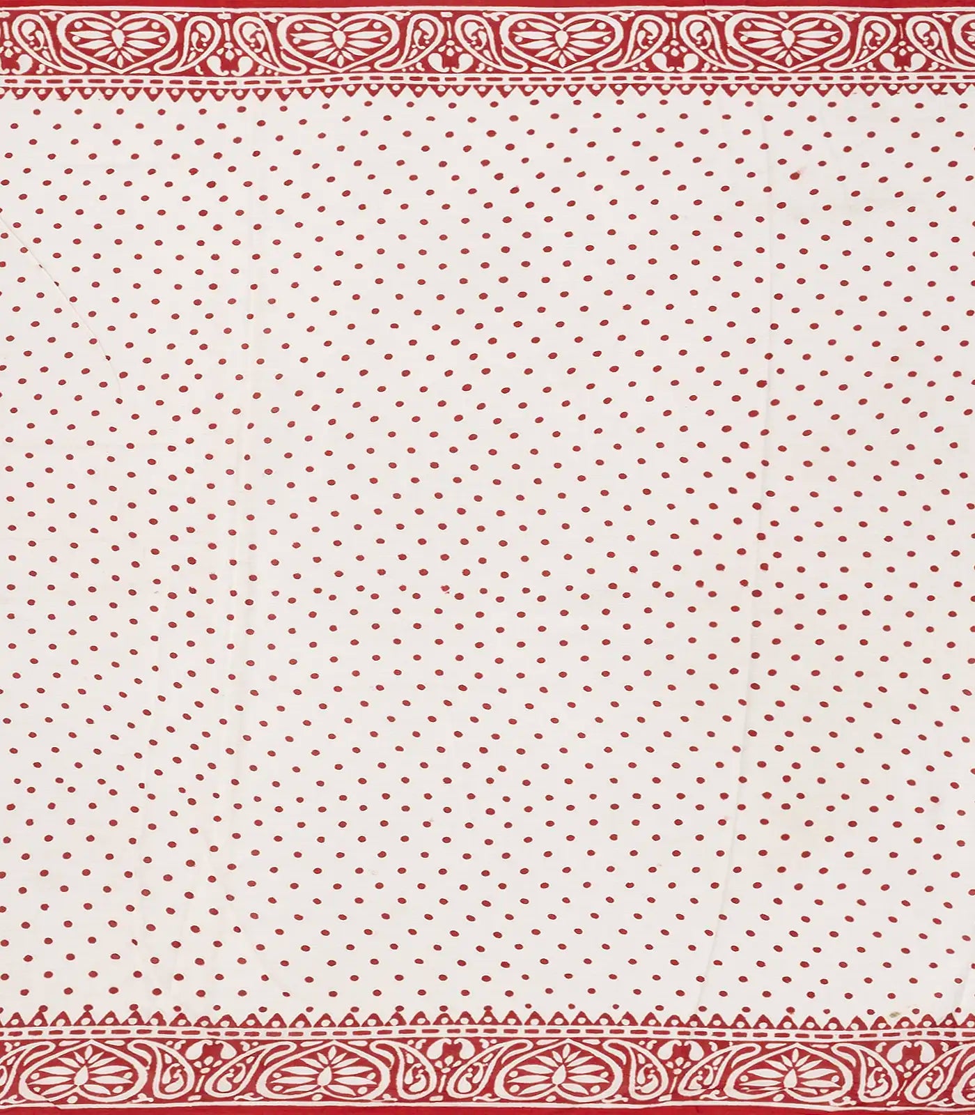 Crimson Woven Jaipur Cotton Saree Printed With White Floral Motifs