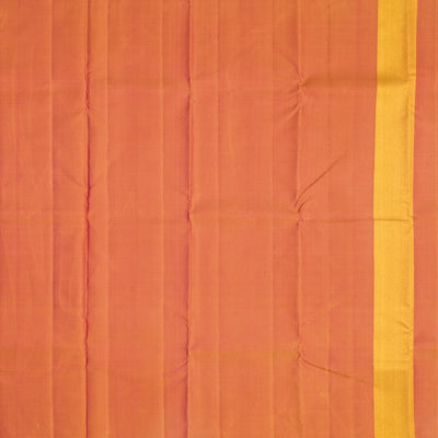 Beige Handloom Kanchipuram Korvai Silk Saree With Temple Border