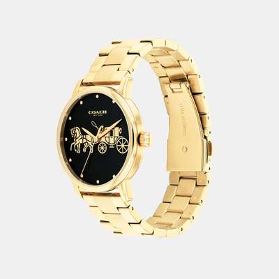Grand Women Quartz Black Dial Analog Stainless Steel Watch 14504174