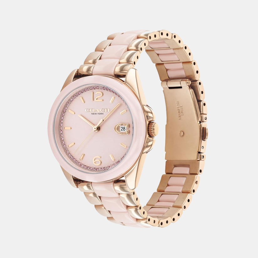 Greyson Women Quartz Pink Dial Analog Stainless Steel Watch 14504188