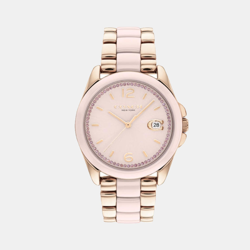 Greyson Women Quartz Pink Dial Analog Stainless Steel Watch 14504188