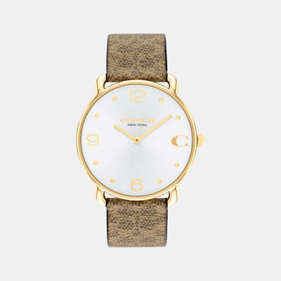 Elliot Women Quartz Silver Dial Analog Leather Watch 14504205
