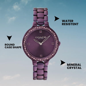 Chelsea Women Quartz Purple Dial Analog Stainless Steel Watch 14504353