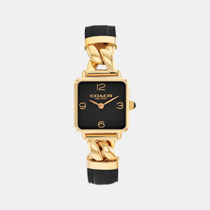 Cass Women Quartz Black Dial Analog Calf Watch 14504356