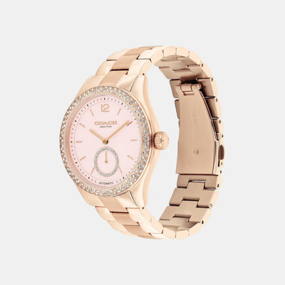 Brooks Women Automatic Pink Dial Analog Stainless Steel Watch 14504488