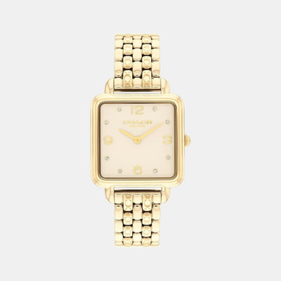 Cass Women Quartz Champagne Dial Analog Stainless Steel Watch 14504495