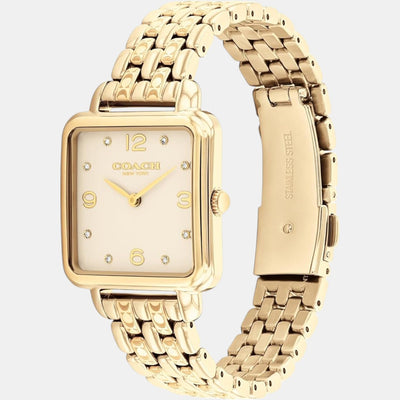 Cass Women Quartz Champagne Dial Analog Stainless Steel Watch 14504495
