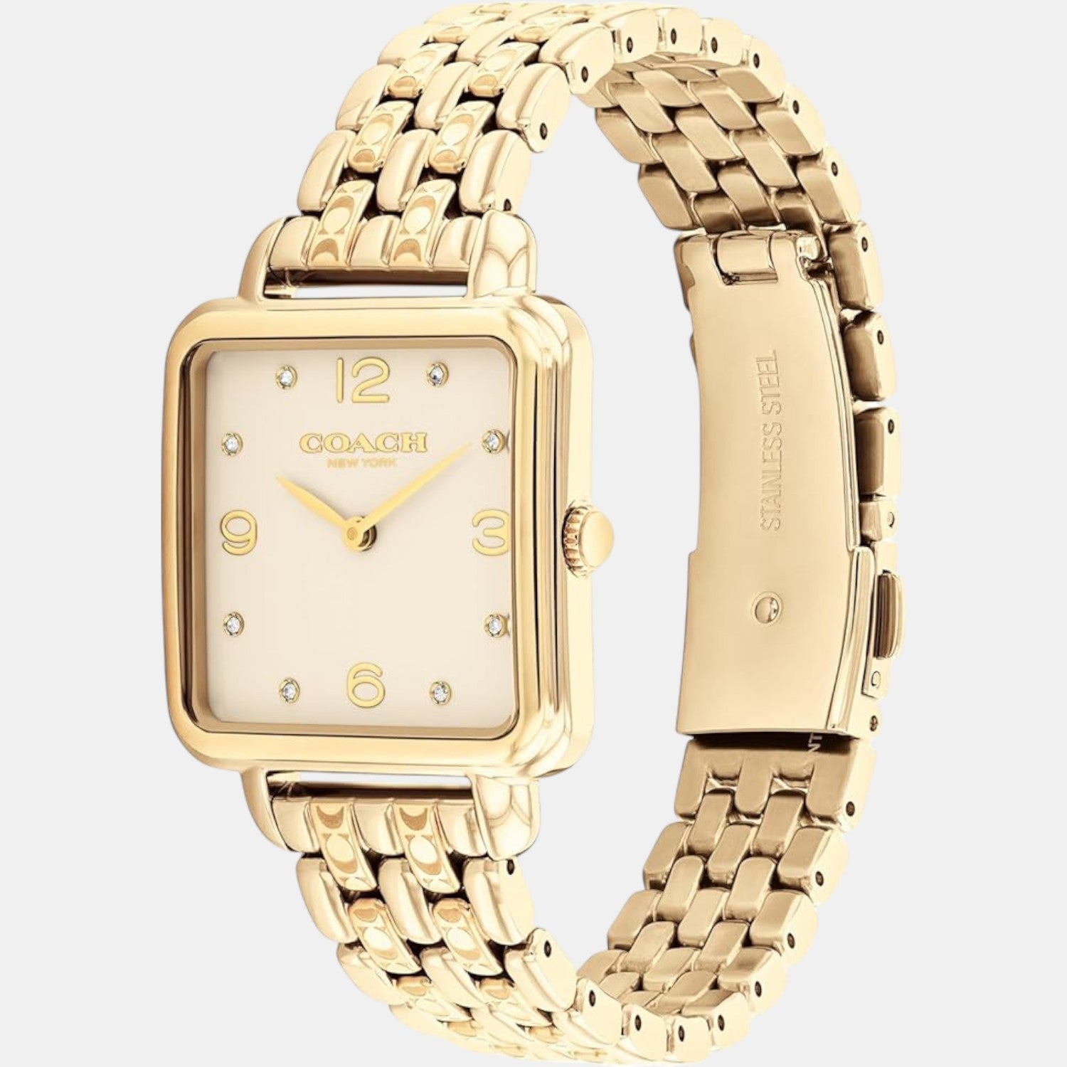 Cass Women Quartz Champagne Dial Analog Stainless Steel Watch 14504495