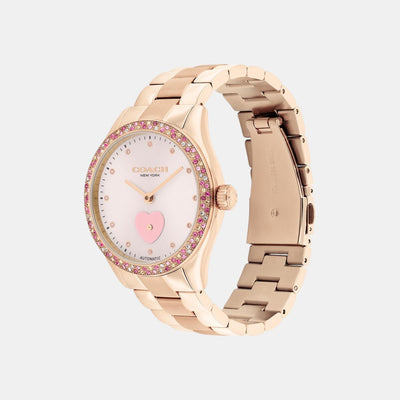 Brooks Women Automatic Light Pink Dial Analog Stainless Steel Watch 14504523